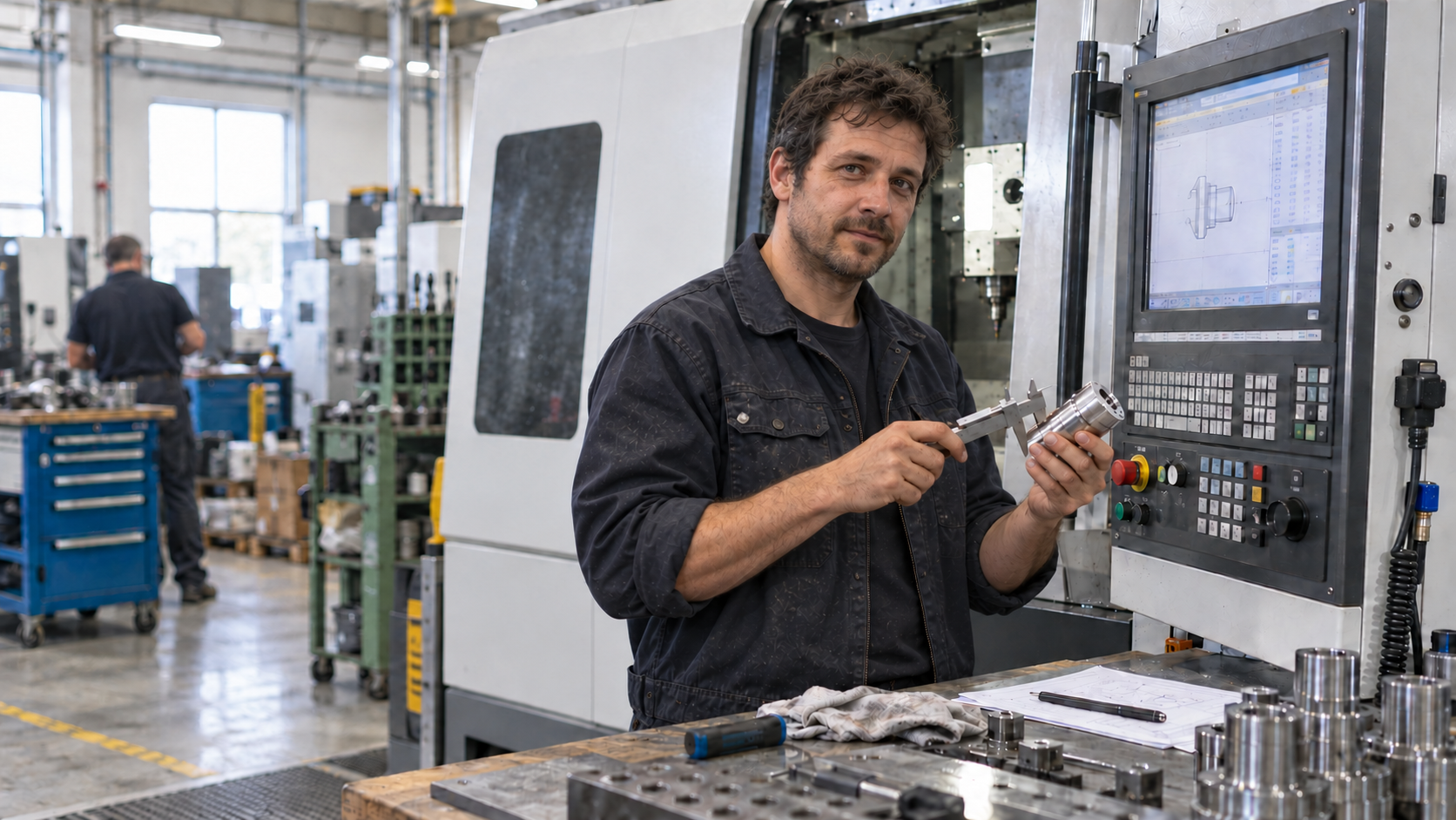 Mitarbeiter in einer Maschinenwerkstatt